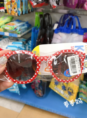 日本dees女童儿童红色波点太阳镜墨镜防紫外线防晒紫外线太阳镜