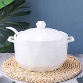 大容量耐高温防潮白色加厚陶瓷双耳猪油罐带盖调料罐盐罐辣椒罐