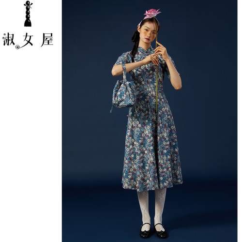 北京斜襟立领新中式连衣裙棉