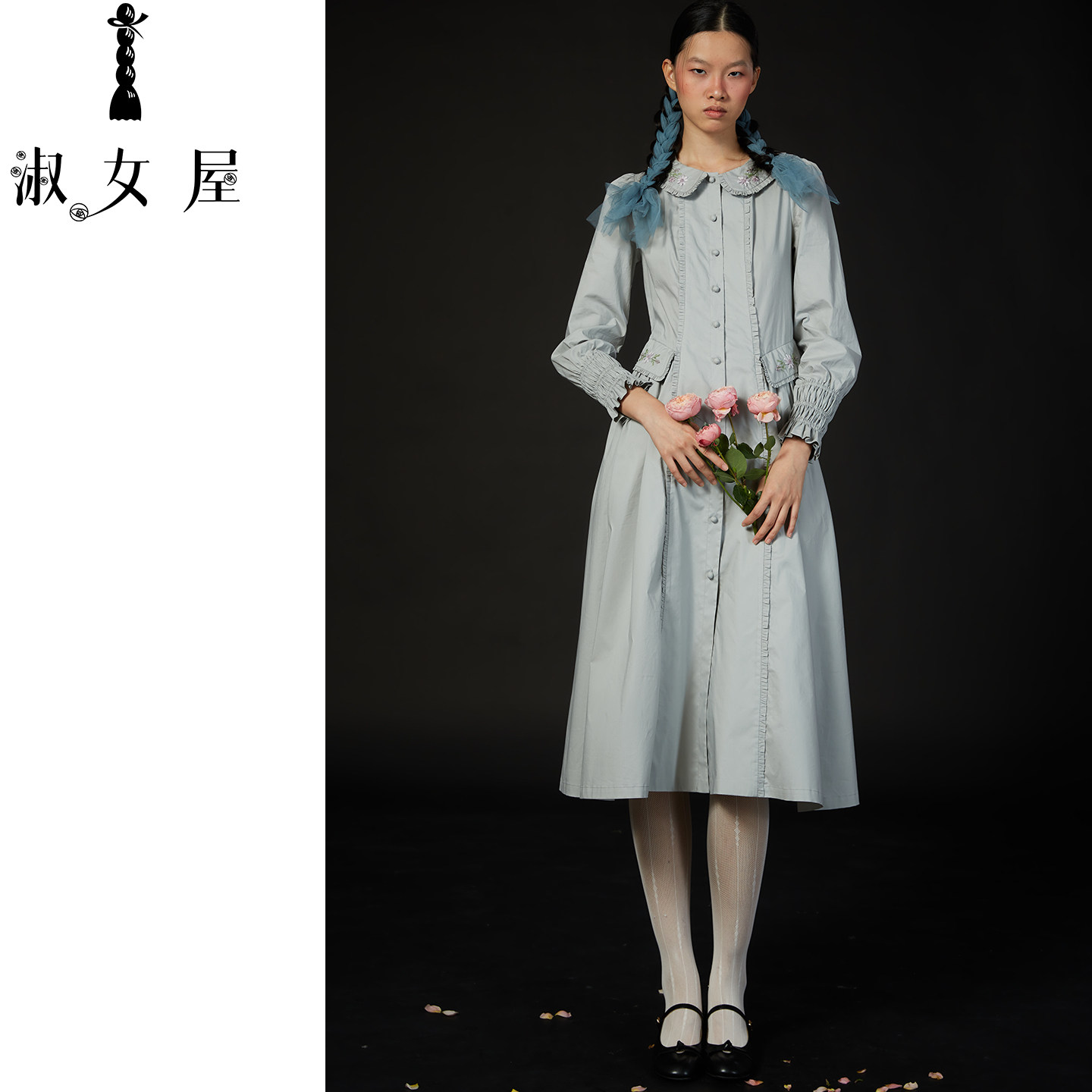 淑女屋官方旗舰店爱情的秘密花园珍珠公主风衣连衣裙优雅