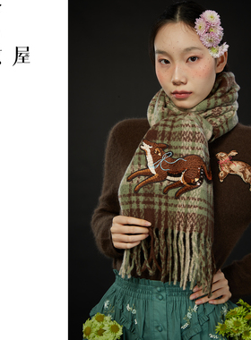 淑女屋官方旗舰店英格兰。方格子围巾复古秋冬季高级感