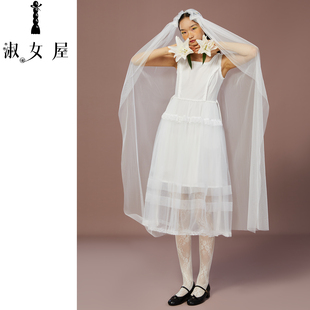 淑女屋官方旗舰店新婚纱公主纯洁公主背心连衣裙棉无袖 仙女裙夏