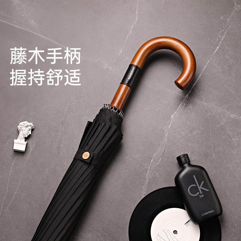 左都木把长柄自动抗风暴双人伞