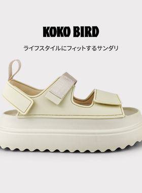 日本KOKOBIRD厚底增高魔术贴凉鞋2025夏季新款休闲轻便软底沙滩鞋