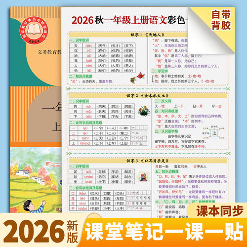 人教版一二三年级上册语文课课贴