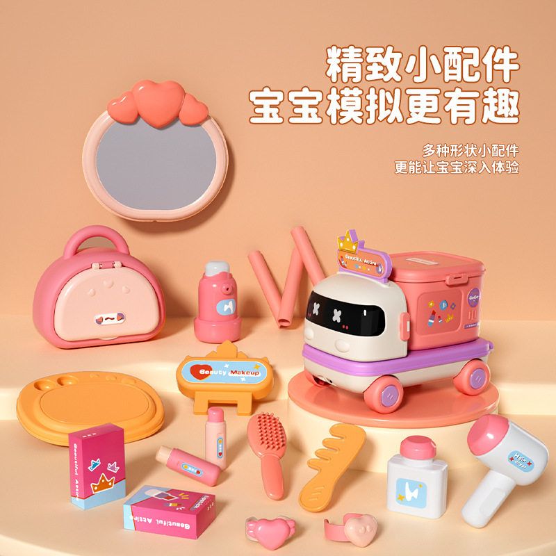 网红小车过家家多功能儿童玩具收纳厨房医疗化妆女孩仿真互动玩具