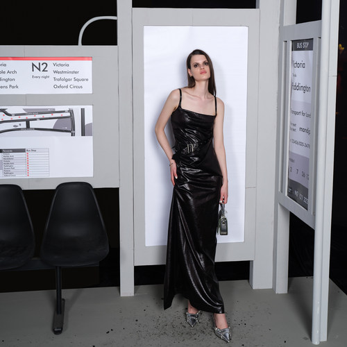 NN-NORTH NODE 皮缎感吊带连衣裙（腰带不能拆