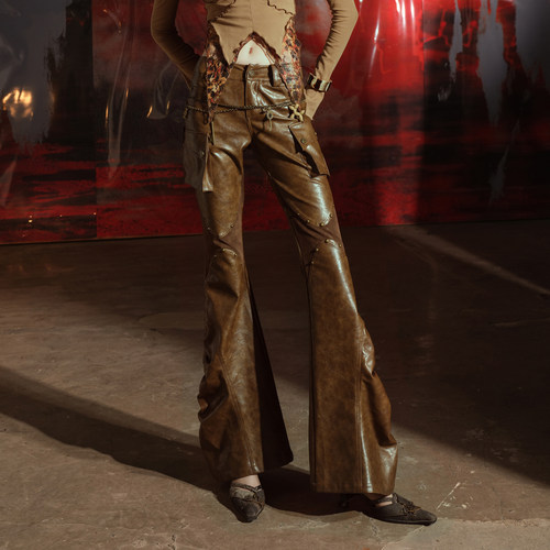 NN-NORTH NODE “昔日马厩”设计感皮裤微喇长裤