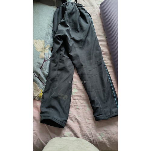 订做平泉市城西小学藏青色校服运动裤子侧边镶嵌细蓝条杠散口班服