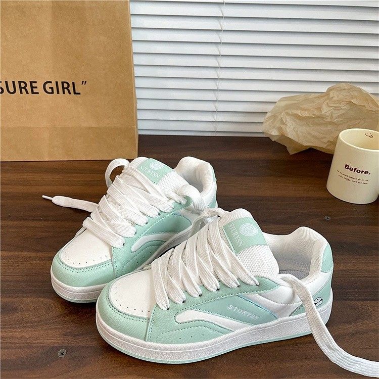 港风面包鞋女百搭拼色运动休闲板鞋2025春秋新款小白鞋子ins平底,女鞋,休闲板鞋,淘宝优惠券,粉丝福利购,淘宝优惠卷