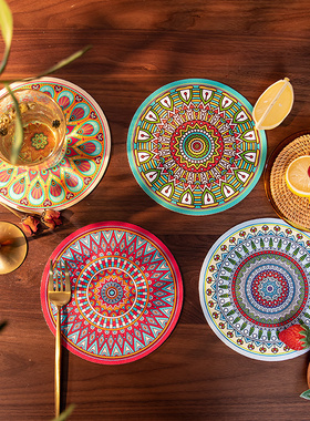 皮革餐垫圆形桌面防烫隔热垫子PU皮免洗防水防油小桌垫大号盘碗垫