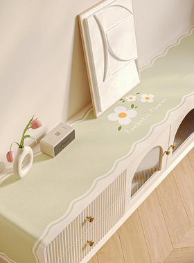 ins风清新电视柜长条棉麻盖布简约现代客厅门口餐边柜防水易清理