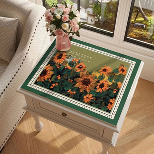 北欧风油画床头柜防尘垫防水防油免洗梳妆台面垫高颜值写字台桌垫