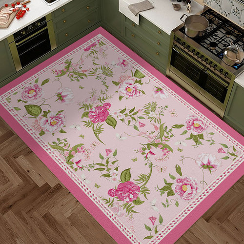 厨房专用吸水防滑地垫脚垫ins北欧风粉色入户门垫长条形床边毯