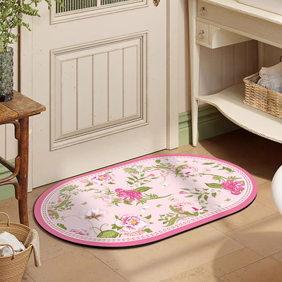 少女粉色系浴室门口防滑硅藻泥垫