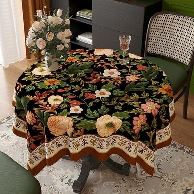 田园美式圆桌布高档雪尼尔防水