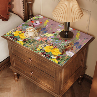 复古油画床头柜盖布防水防油免洗皮革盖垫梳妆台罩布洗衣机桌布