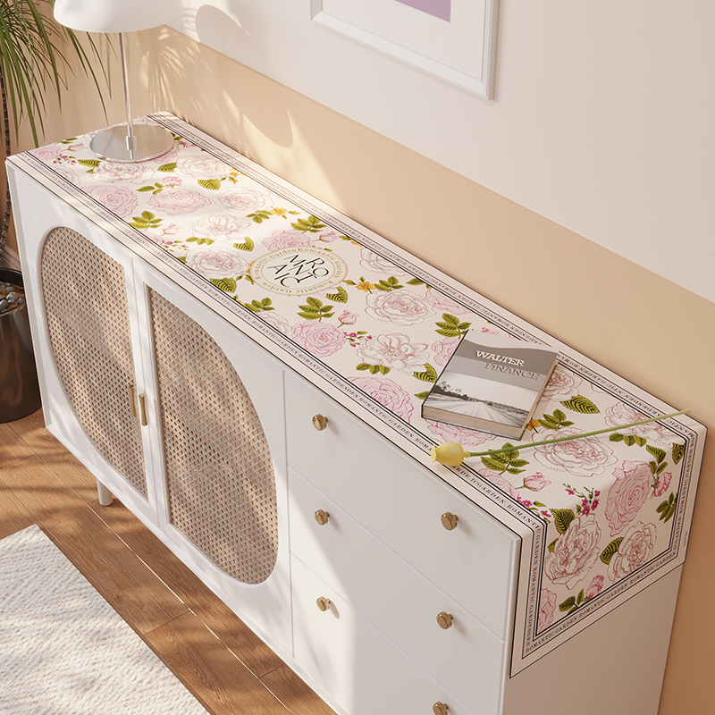 鞋柜盖布防尘防水罩棉麻长方形盖巾电视柜边柜盖布田园美式布艺i.