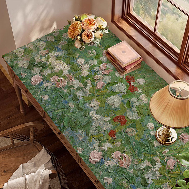 学习桌梳妆台桌垫ins北欧风梵高油画绿壤系列桌布防水放油餐桌垫,居家布艺,桌布,淘宝优惠券,粉丝福利购,淘宝优惠卷