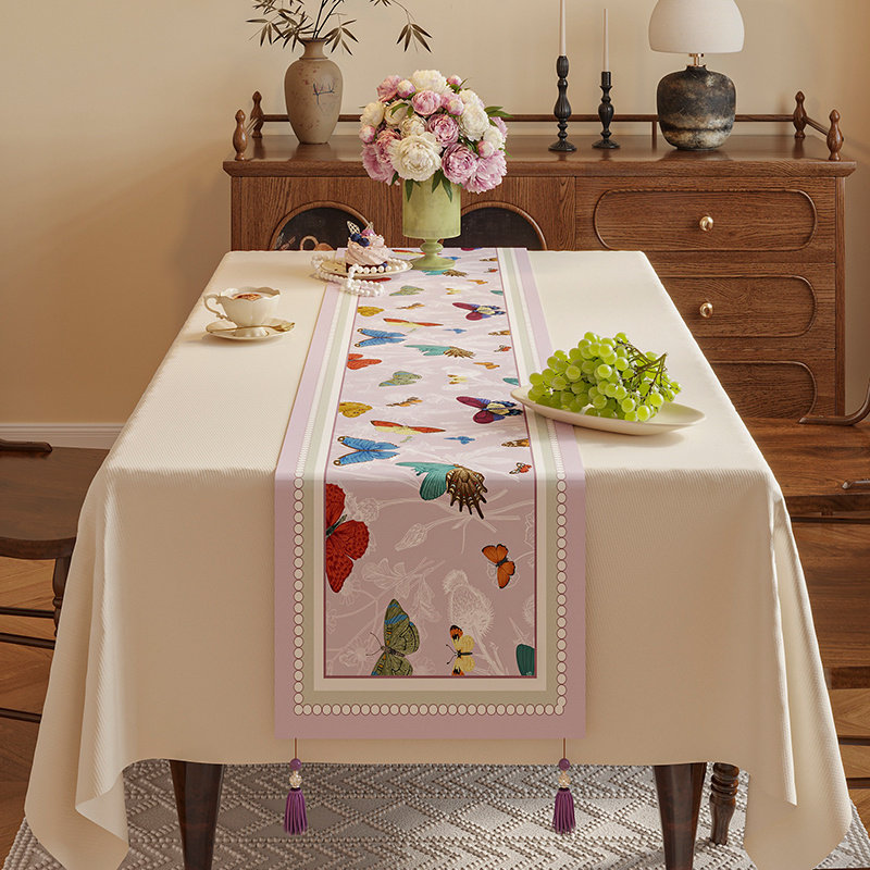 翩翩紫蝶系列桌旗双层天鹅绒布