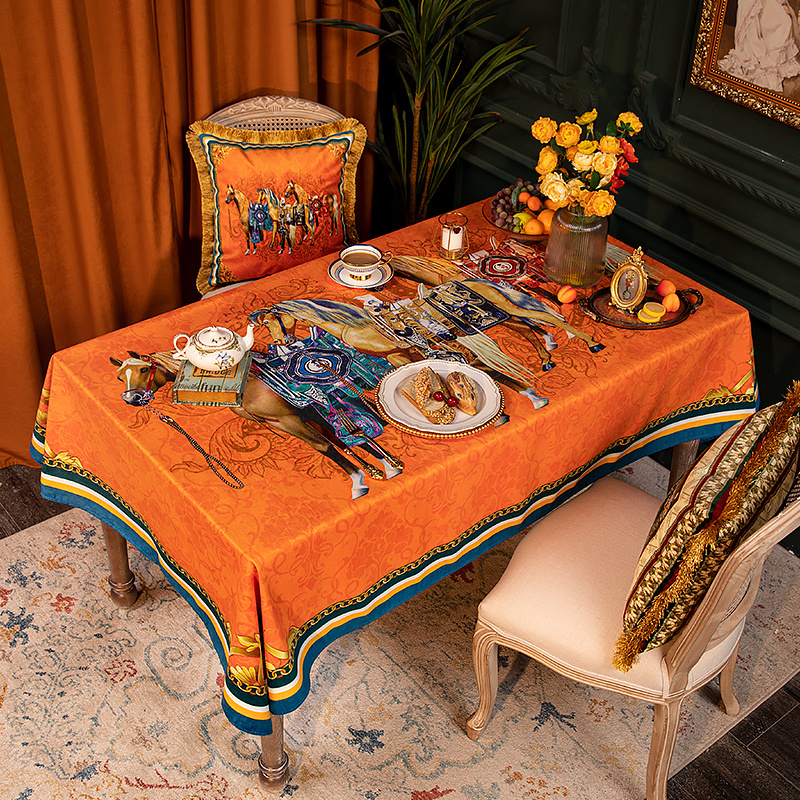 奢华欧式雪尼尔桌布防水防烫餐桌布茶几布圆桌方桌轻奢毛绒盖布