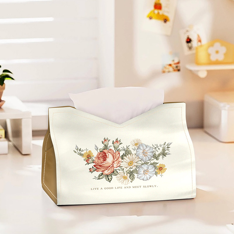 简约花卉桌面收纳纸巾盒轻奢风布艺纸抽袋餐桌茶几高颜值纸抽盒,收纳整理,纸巾盒,淘宝优惠券,粉丝福利购,淘宝优惠卷