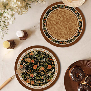 山野花渡餐桌面防烫隔热餐垫办公桌高颜值圆形小杯垫耐高温碗盘垫