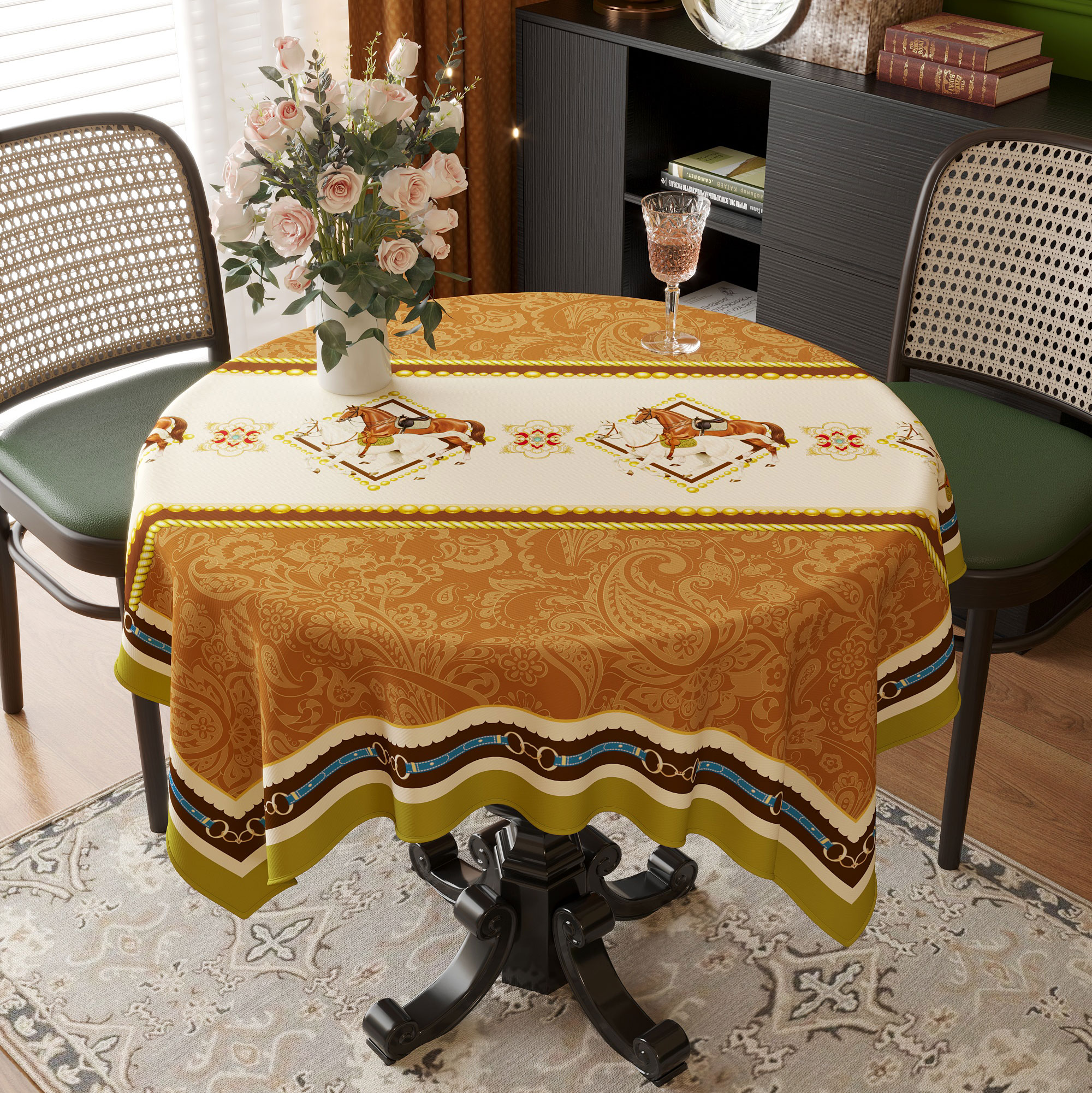 圆桌茶几布高级感美式欧式桌布