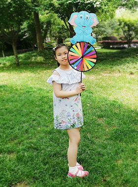 动物风车户外转轮卡通风车幼儿园塑料儿童手拿大号风车宝宝玩具