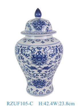 景德镇陶瓷器青花瓷将军罐摆件中式仿古客厅玄关装饰品