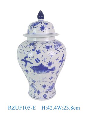 景德镇陶瓷器青花瓷将军罐摆件中式仿古客厅玄关装饰品