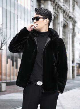 江誉男士皮草貂绒外套男士皮草