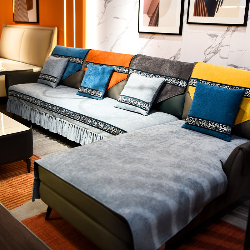 一体开叉贵妃雪尼尔沙发垫四季通用防滑高档沙发套罩北欧垫盖布巾,居家布艺,沙发垫,淘宝优惠券,粉丝福利购,淘宝优惠卷