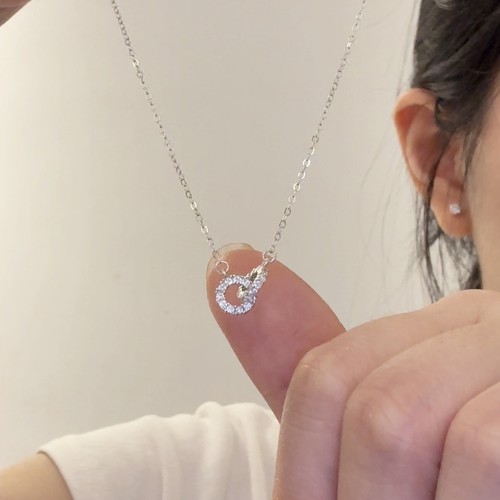 S925纯银环环相扣闪钻项链