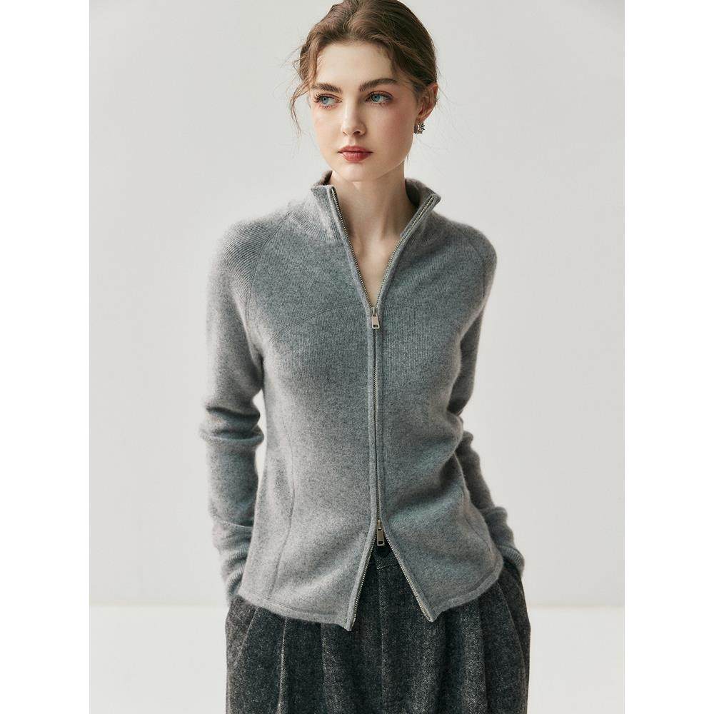 2025新款韩版山羊绒衫女立领拉链针织开衫毛衣外套宽松针织叠穿,女装/女士精品,羊绒衫,淘宝优惠券,粉丝福利购,淘宝优惠卷