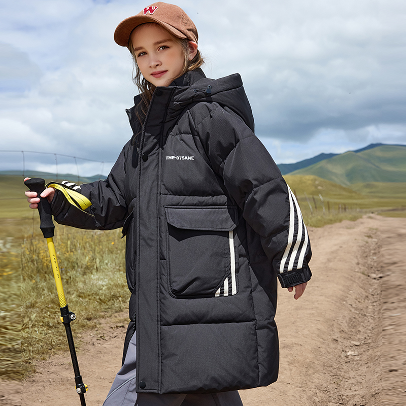 ABC中大童儿童羽绒服男女童中长款2024新款韩版加厚童装保暖外套