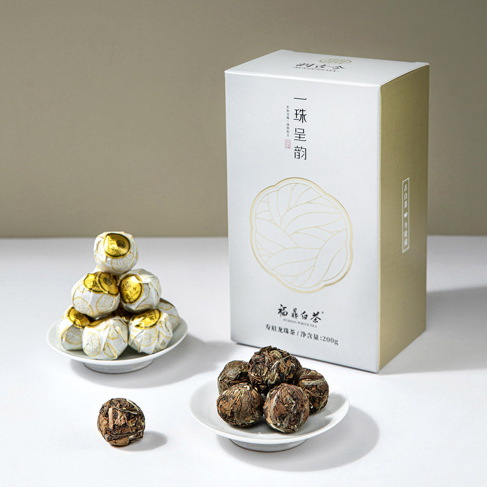 2018年一级寿眉龙珠茶福鼎老白茶200克紧压茶叶独立颗粒便携包装