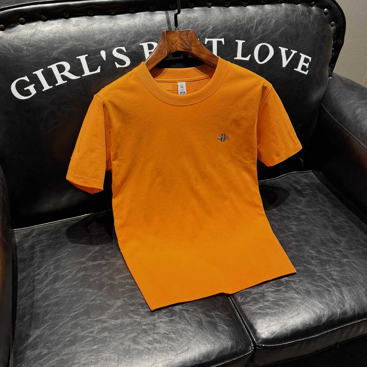 2026年新款短袖T恤微阔重磅全棉圆领体恤衫2201P58沙发桔，男装T恤，钱塘6022