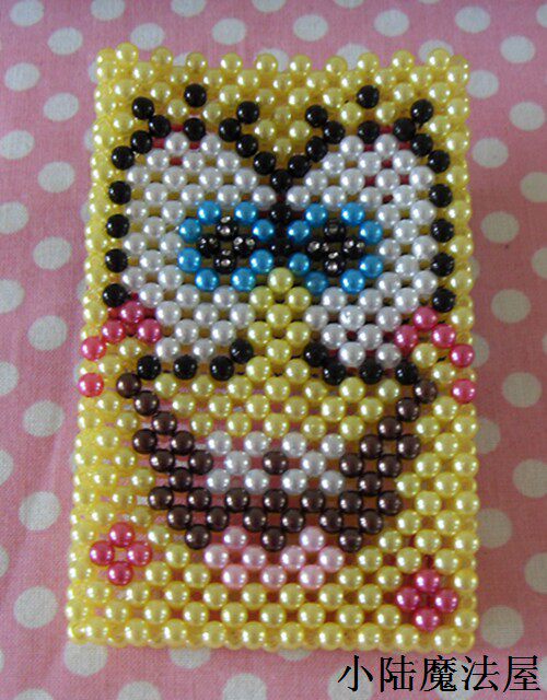 包邮纯手工双面串珠交通卡套成品海绵宝宝同学朋友送礼胸卡证件卡