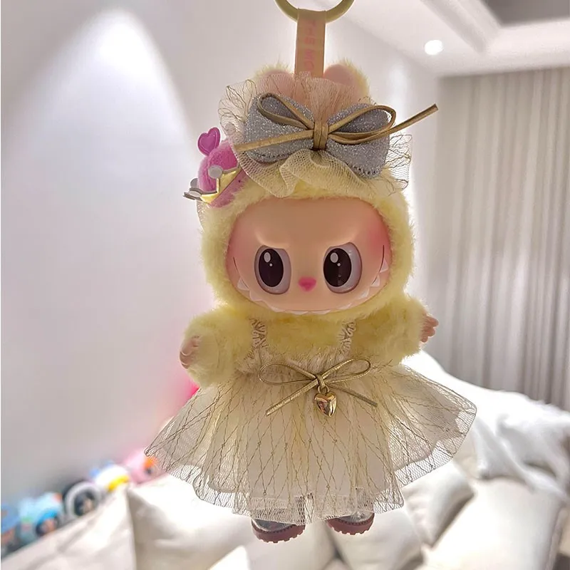拉布布labubu搪胶盲盒公仔娃衣手作小米兰公主新娘婚纱礼服服装替