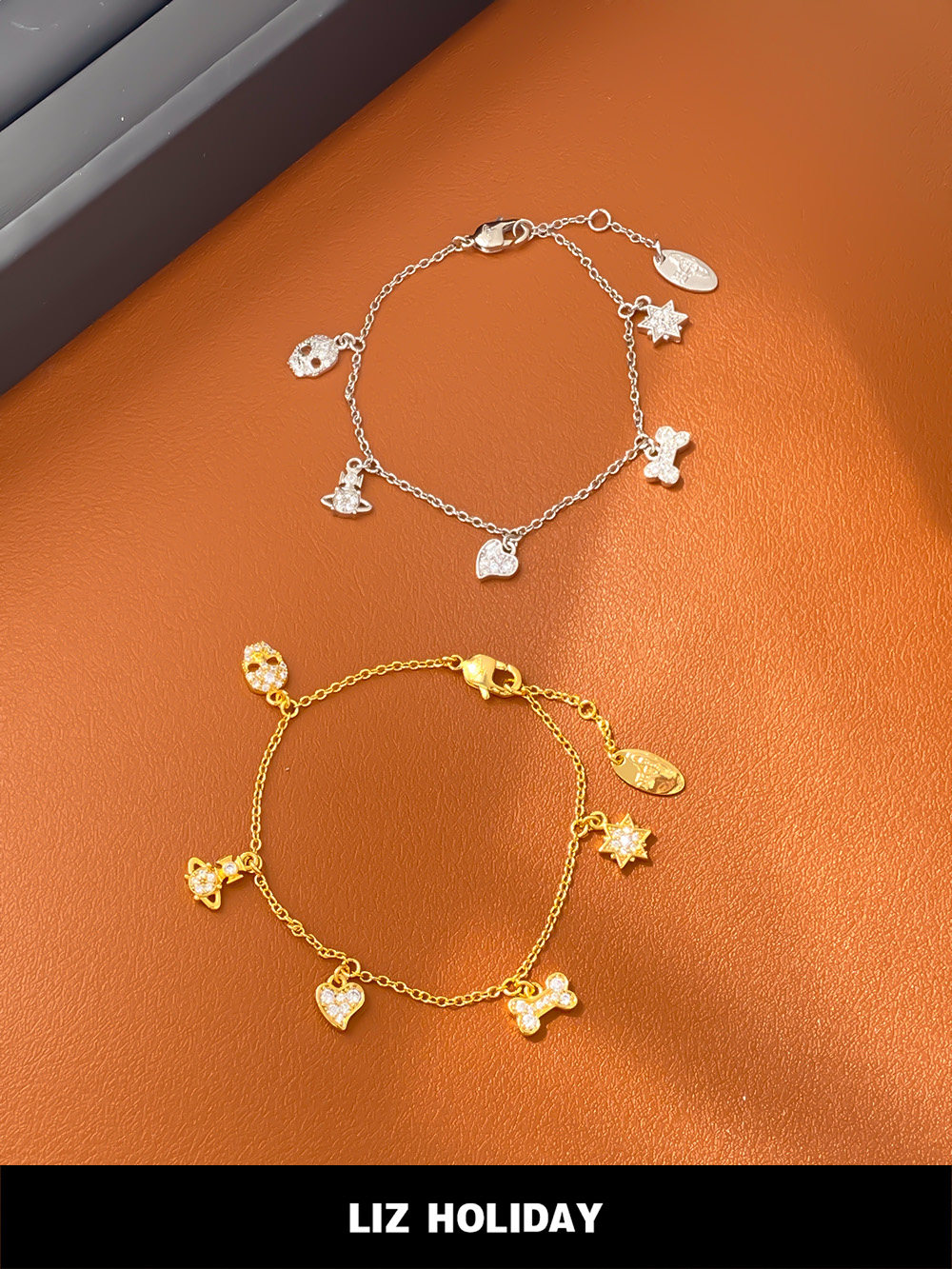 骨头骷髅头吊坠镶钻细土星爱心手链轻奢小众女2026年新款精致高级