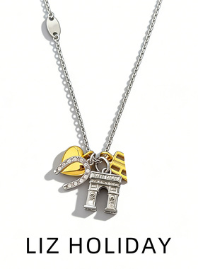 立体建筑爱心字母吊坠项链耳环潮