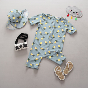 宝宝泳装 韩国夏菠萝男童泳衣连体婴儿游泳衣女宝宝幼童防晒冲浪服