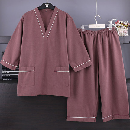 贡麻汗蒸服7分裤袖男士浴服足浴按摩洗浴中心桑拿服新款宽松睡衣