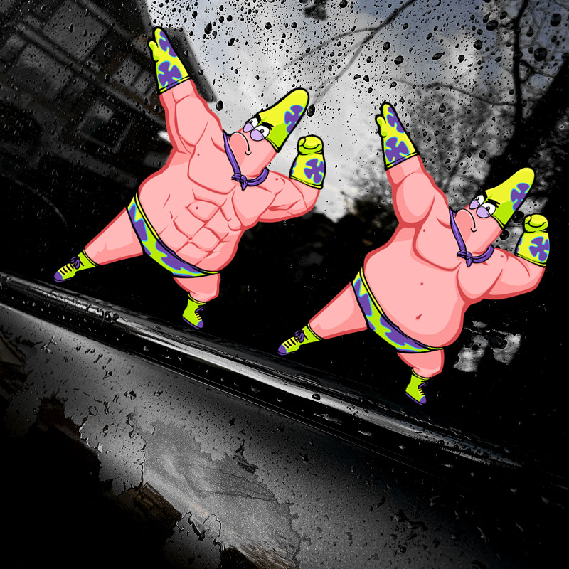 汽车贴纸个性搞怪车贴派大星健身胖子车窗贴车门车身贴摩托车贴纸