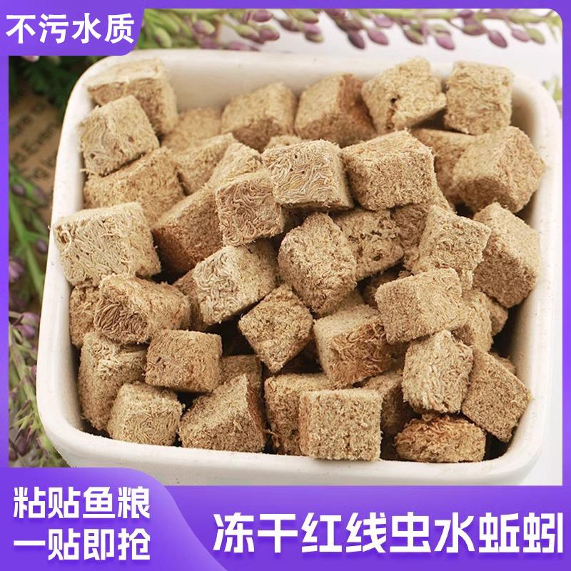 冻干红线虫饵料鱼食水蚯蚓粘贴片鱼粮红丝虫燕鱼小型鱼热带鱼饲料