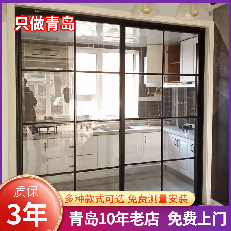 极窄钛合金钢化玻璃卧室推拉门