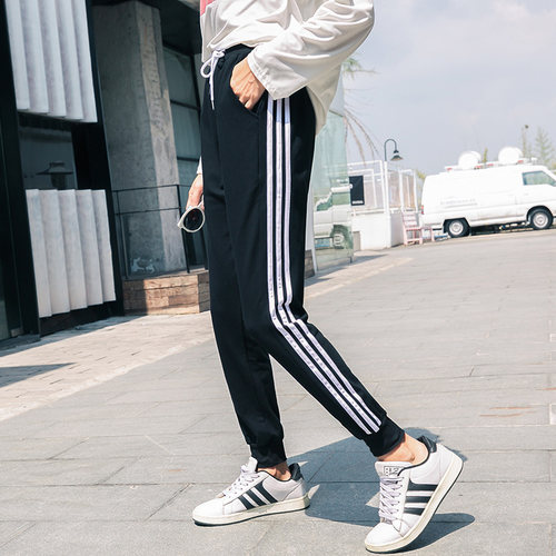 三杆加绒运动裤女秋冬宽松200斤胖mm女裤子加肥加大码休闲裤2024