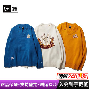 NewEra纽亦华男女款 MLB系列学院风休闲针织翻领套头毛衣13350836