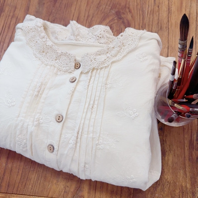 田园风复古奶杏色保暖衬衫外套